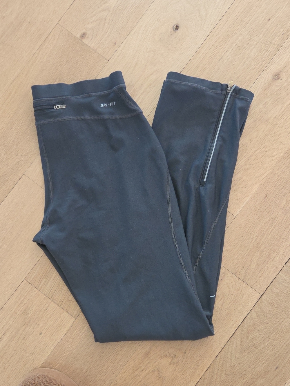 Nike Gray Dri-FIT Leggings with Zippered Pocket